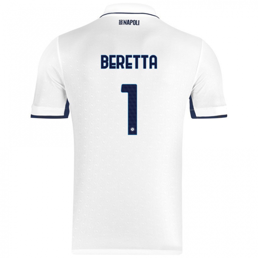 Uomo Maglia Beatrice Beretta #1 Bianco Blu Reale Kit Gara Away 2024/25 Maglietta