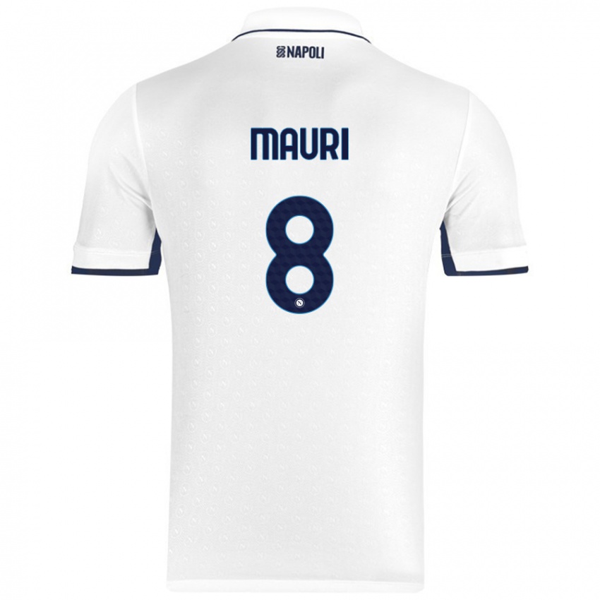 Uomo Maglia Claudia Mauri #8 Bianco Blu Reale Kit Gara Away 2024/25 Maglietta