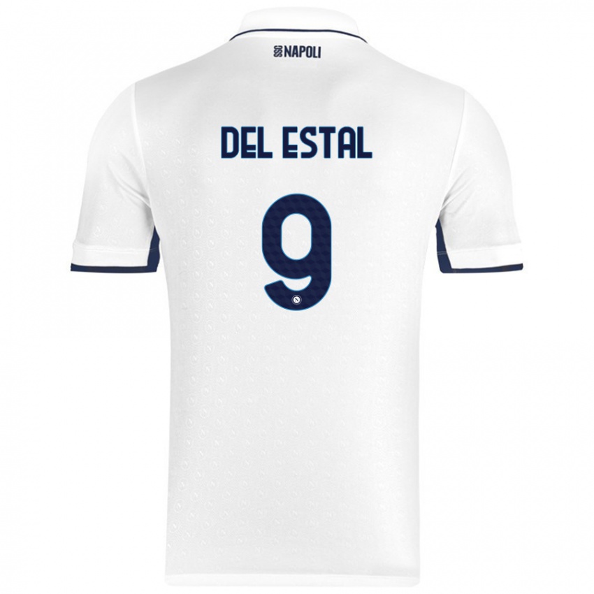 Uomo Maglia Eli Del Estal #9 Bianco Blu Reale Kit Gara Away 2024/25 Maglietta