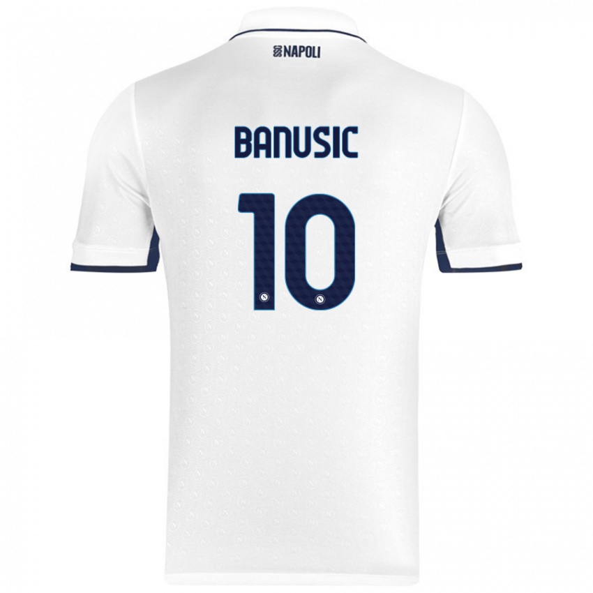 Uomo Maglia Marija Banušić #10 Bianco Blu Reale Kit Gara Away 2024/25 Maglietta