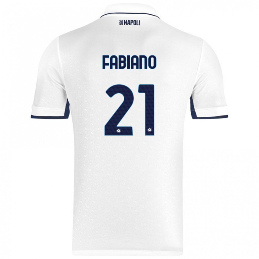 Uomo Maglia Francesca Fabiano #21 Bianco Blu Reale Kit Gara Away 2024/25 Maglietta