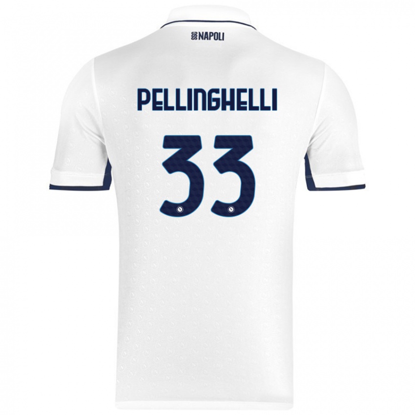 Uomo Maglia Alice Pellinghelli #33 Bianco Blu Reale Kit Gara Away 2024/25 Maglietta