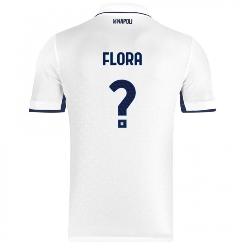 Uomo Maglia Massimiliano Flora #0 Bianco Blu Reale Kit Gara Away 2024/25 Maglietta