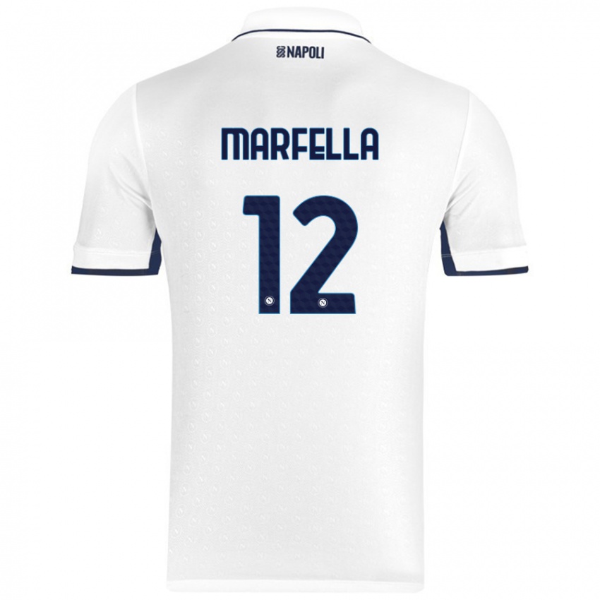 Uomo Maglia Davide Marfella #12 Bianco Blu Reale Kit Gara Away 2024/25 Maglietta