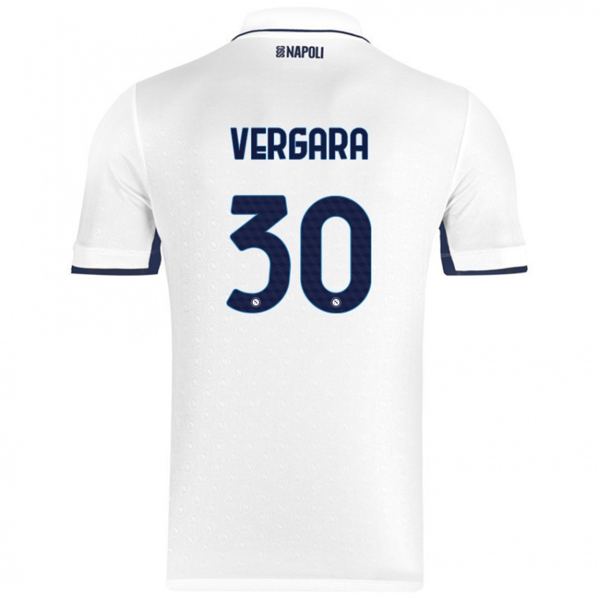 Uomo Maglia Antonio Vergara #30 Bianco Blu Reale Kit Gara Away 2024/25 Maglietta