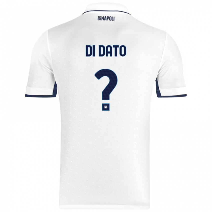 Uomo Maglia Vincenzo Di Dato #0 Bianco Blu Reale Kit Gara Away 2024/25 Maglietta