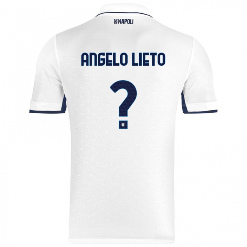 Uomo Maglia Angelo Lieto #0 Bianco Blu Reale Kit Gara Away 2024/25 Maglietta