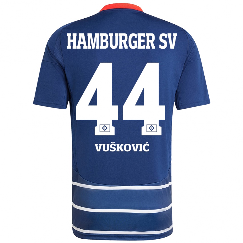 Uomo Maglia Mario Vuskovic #44 Blu Scuro Kit Gara Away 2024/25 Maglietta