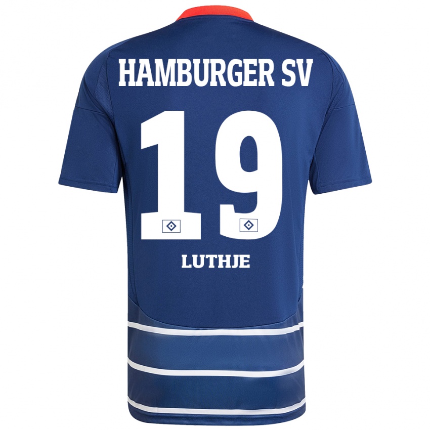 Uomo Maglia Niel Lüthje #19 Blu Scuro Kit Gara Away 2024/25 Maglietta