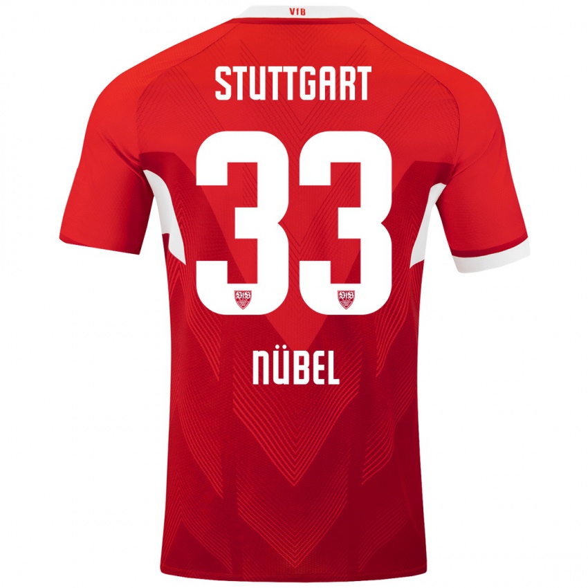 Uomo Maglia Alexander Nübel #33 Rosso Bianco Kit Gara Away 2024/25 Maglietta