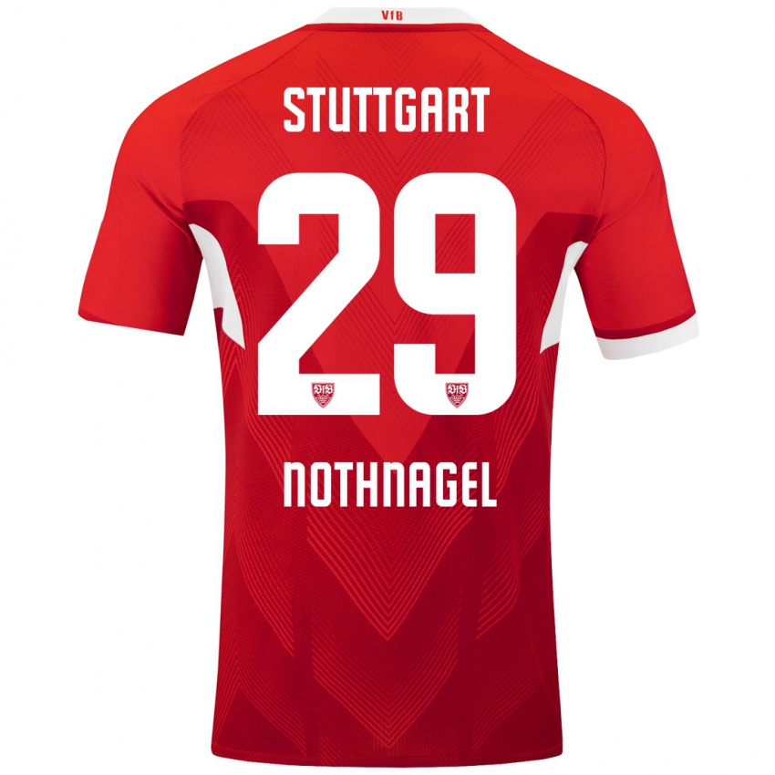 Uomo Maglia Dominik Nothnagel #29 Rosso Bianco Kit Gara Away 2024/25 Maglietta