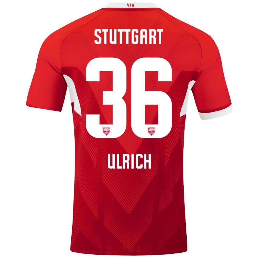 Uomo Maglia Laurin Ulrich #36 Rosso Bianco Kit Gara Away 2024/25 Maglietta