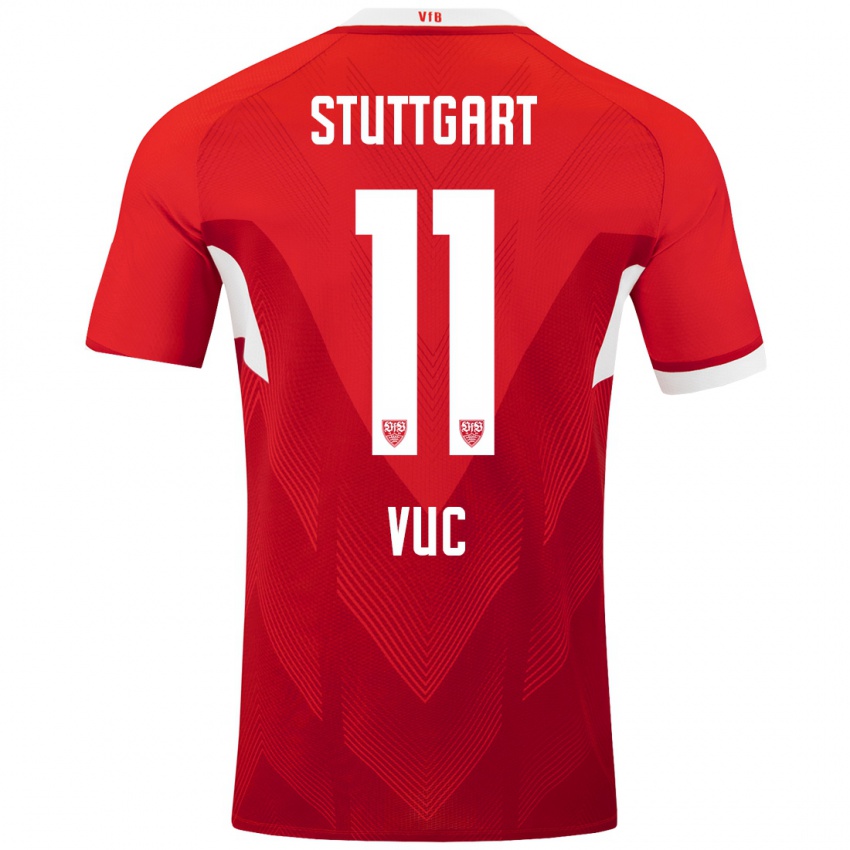 Uomo Maglia Patrick Vuc #11 Rosso Bianco Kit Gara Away 2024/25 Maglietta