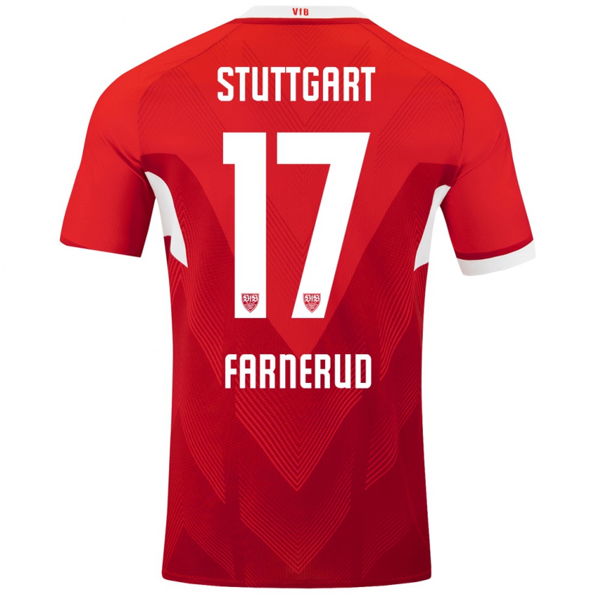 Uomo Maglia Colin Farnerud #17 Rosso Bianco Kit Gara Away 2024/25 Maglietta