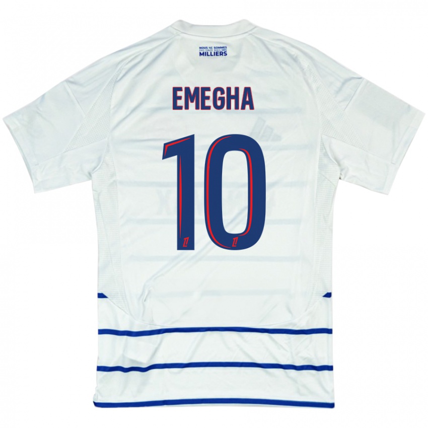 Uomo Maglia Emanuel Emegha #10 Bianco Blu Kit Gara Away 2024/25 Maglietta