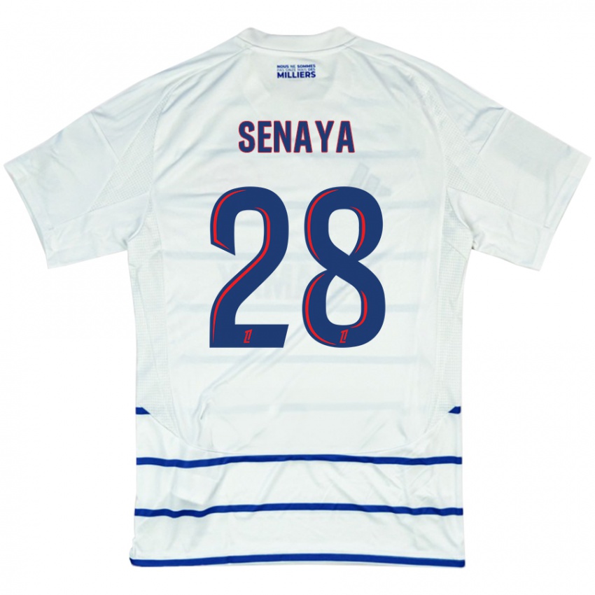 Uomo Maglia Marvin Senaya #28 Bianco Blu Kit Gara Away 2024/25 Maglietta