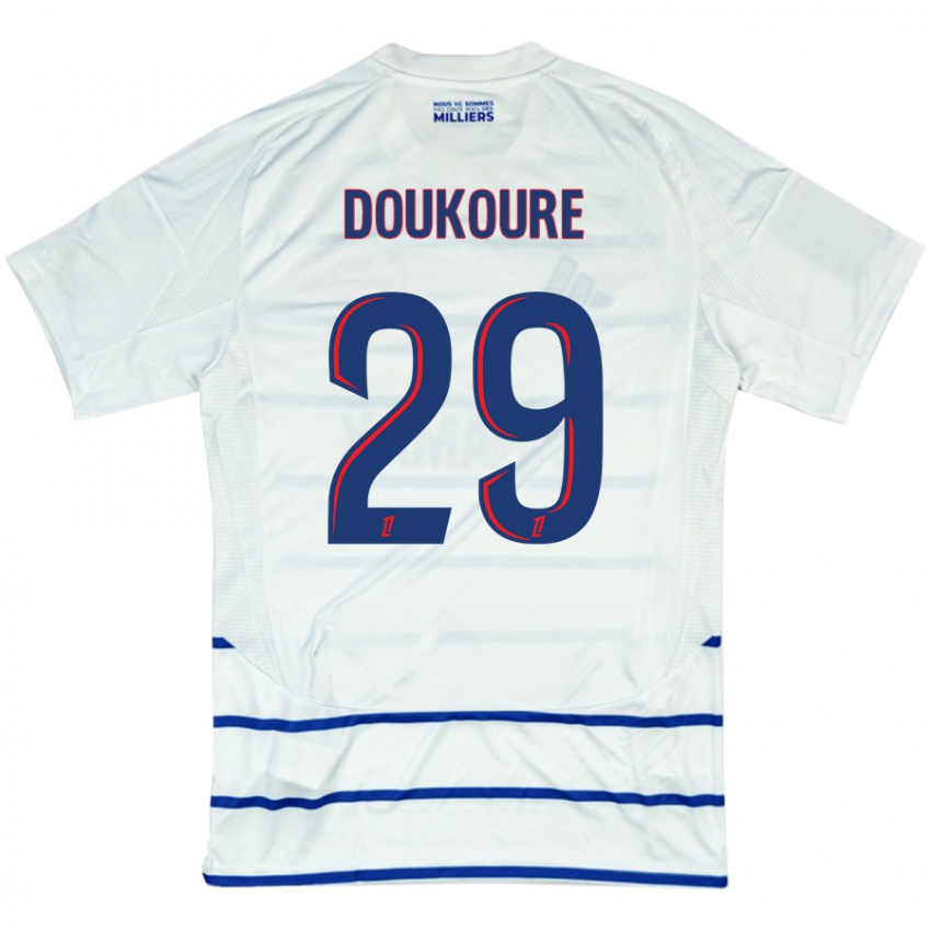 Uomo Maglia Ismaël Doukouré #29 Bianco Blu Kit Gara Away 2024/25 Maglietta