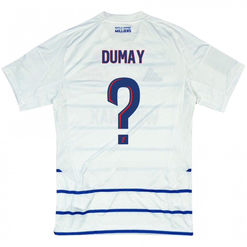 Uomo Maglia Yoann Dumay #0 Bianco Blu Kit Gara Away 2024/25 Maglietta