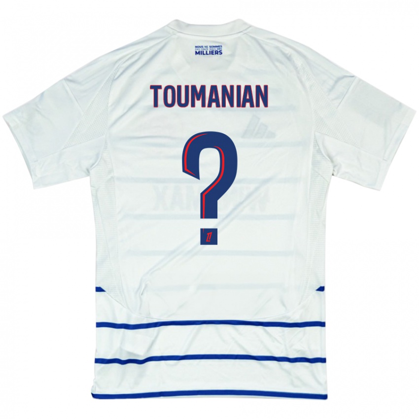 Uomo Maglia Anthony Toumanian #0 Bianco Blu Kit Gara Away 2024/25 Maglietta