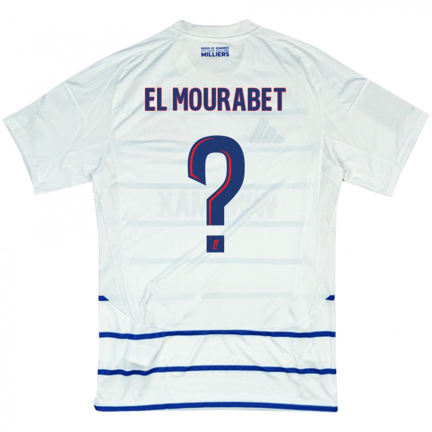 Uomo Maglia Samir El Mourabet #0 Bianco Blu Kit Gara Away 2024/25 Maglietta