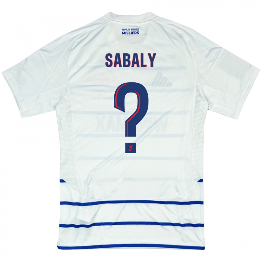 Uomo Maglia Idrissa Sabaly #0 Bianco Blu Kit Gara Away 2024/25 Maglietta