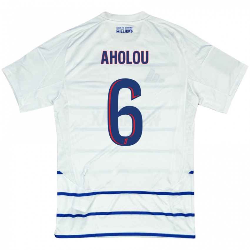 Uomo Maglia Jean-Eudes Aholou #6 Bianco Blu Kit Gara Away 2024/25 Maglietta