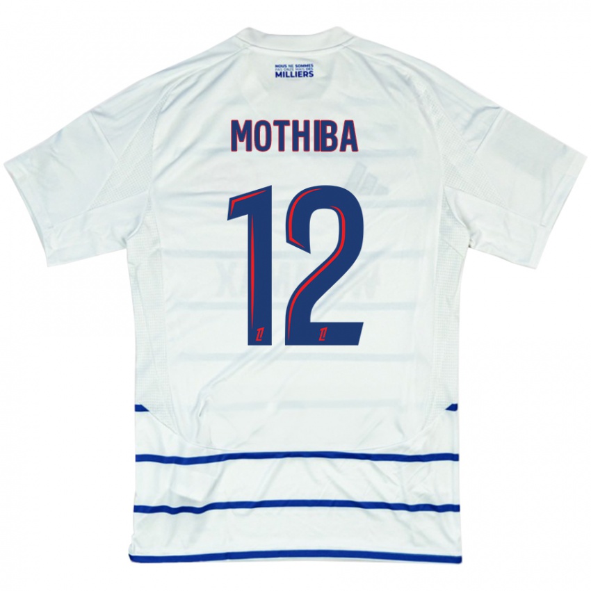 Uomo Maglia Lebo Mothiba #12 Bianco Blu Kit Gara Away 2024/25 Maglietta