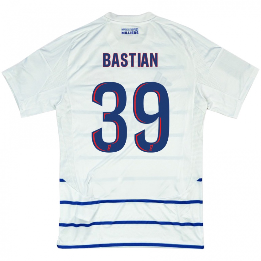 Uomo Maglia Maxime Bastian #39 Bianco Blu Kit Gara Away 2024/25 Maglietta