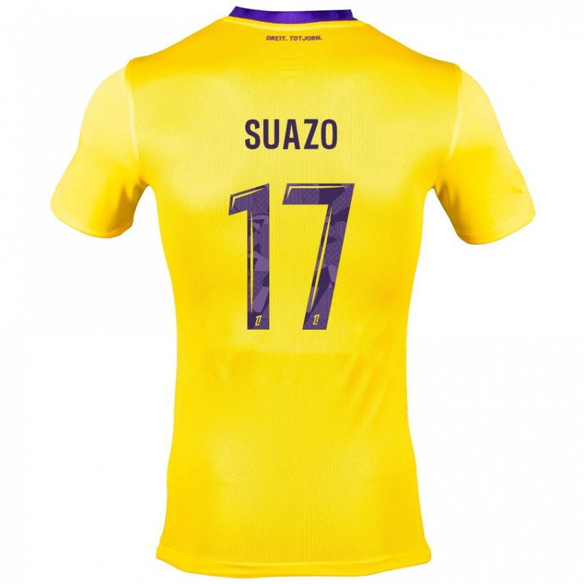 Uomo Maglia Gabriel Suazo #17 Giallo Viola Kit Gara Away 2024/25 Maglietta