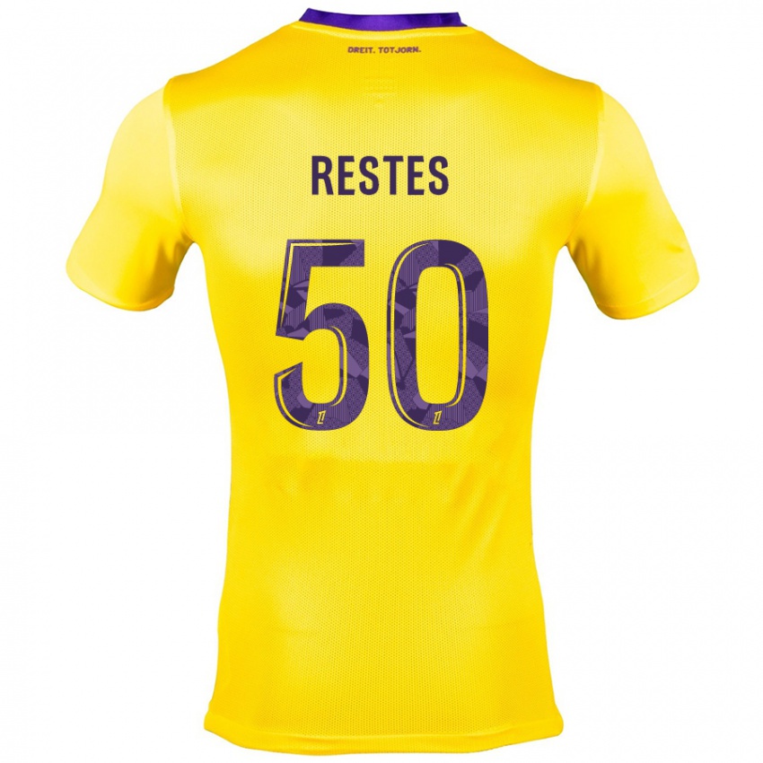 Uomo Maglia Guillaume Restes #50 Giallo Viola Kit Gara Away 2024/25 Maglietta