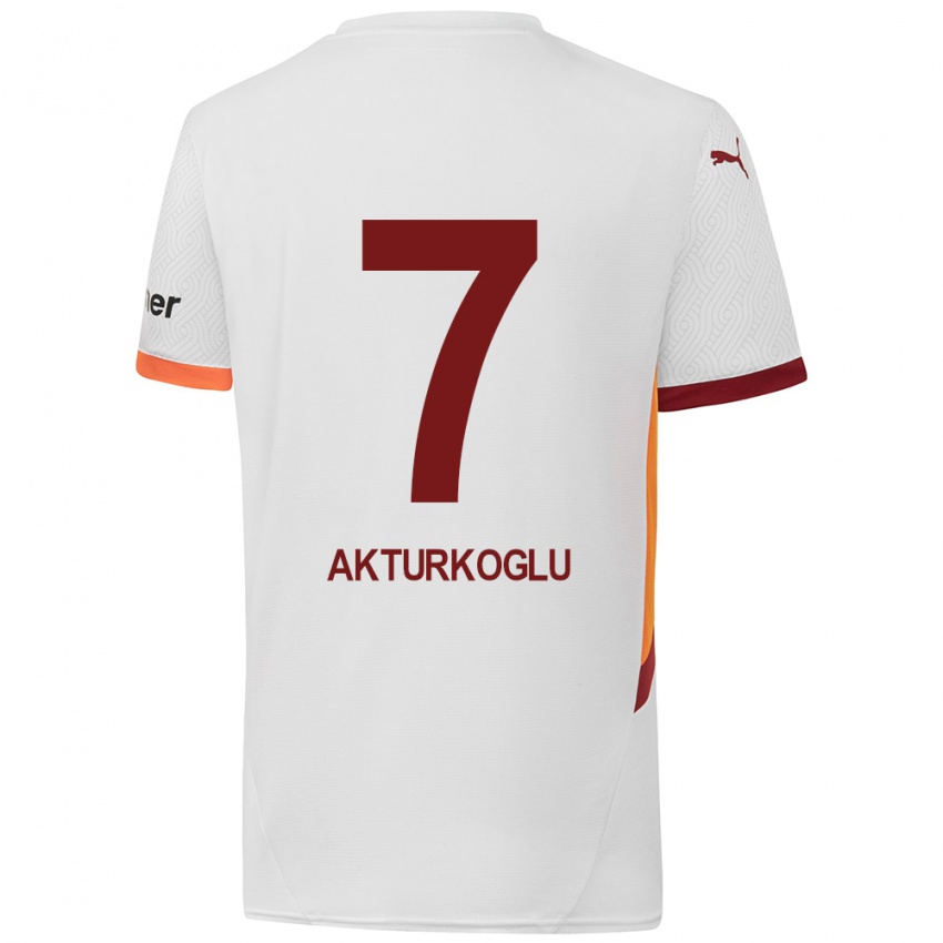 Uomo Maglia Kerem Aktürkoğlu #7 Bianco Giallo Rosso Kit Gara Away 2024/25 Maglietta