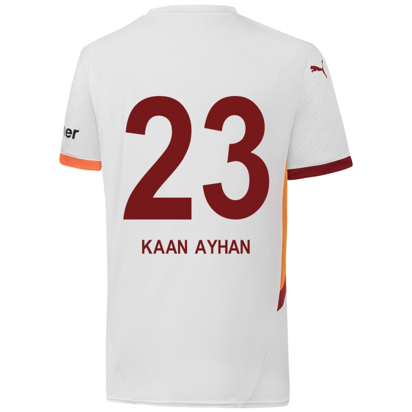 Uomo Maglia Kaan Ayhan #23 Bianco Giallo Rosso Kit Gara Away 2024/25 Maglietta