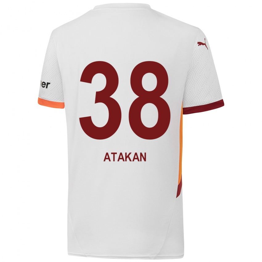 Uomo Maglia Atakan Ordu #38 Bianco Giallo Rosso Kit Gara Away 2024/25 Maglietta