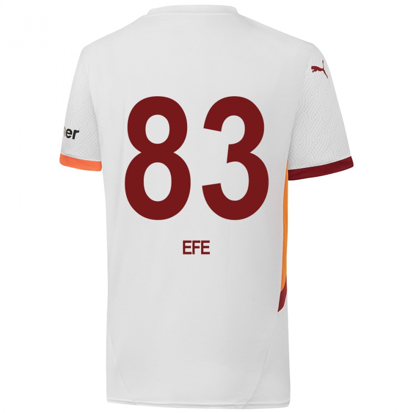 Uomo Maglia Efe Akman #83 Bianco Giallo Rosso Kit Gara Away 2024/25 Maglietta