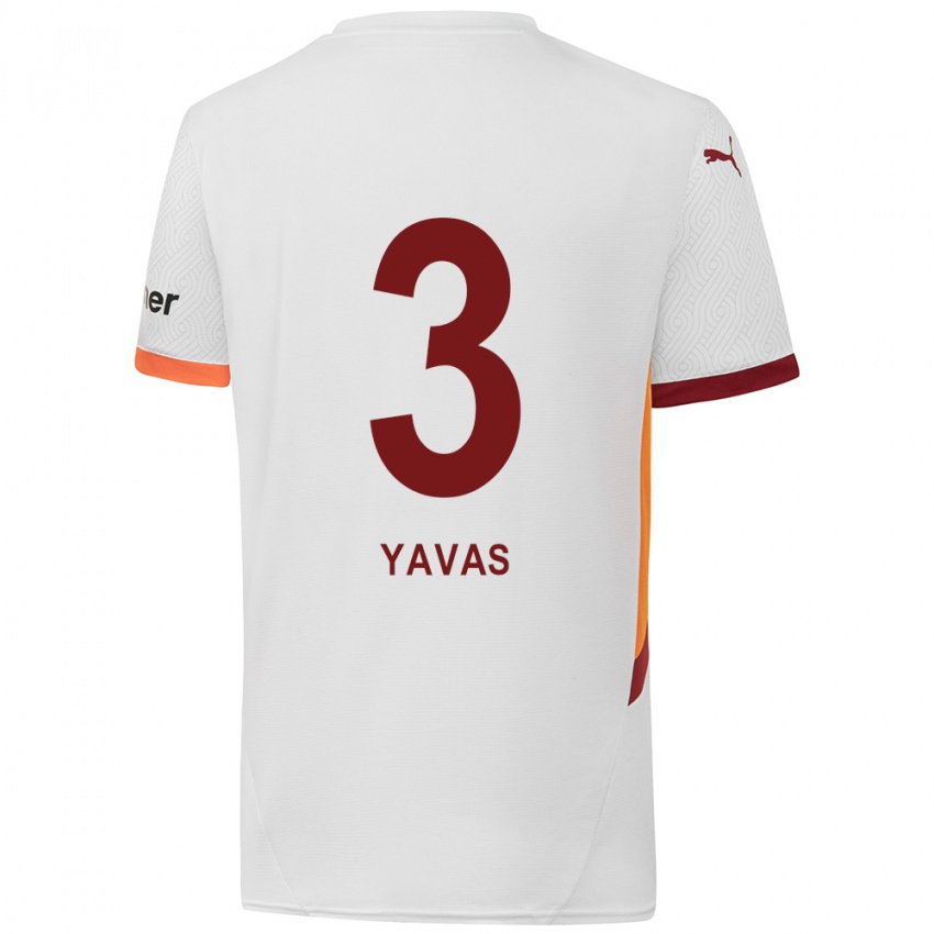 Uomo Maglia Arda Yavas #3 Bianco Giallo Rosso Kit Gara Away 2024/25 Maglietta