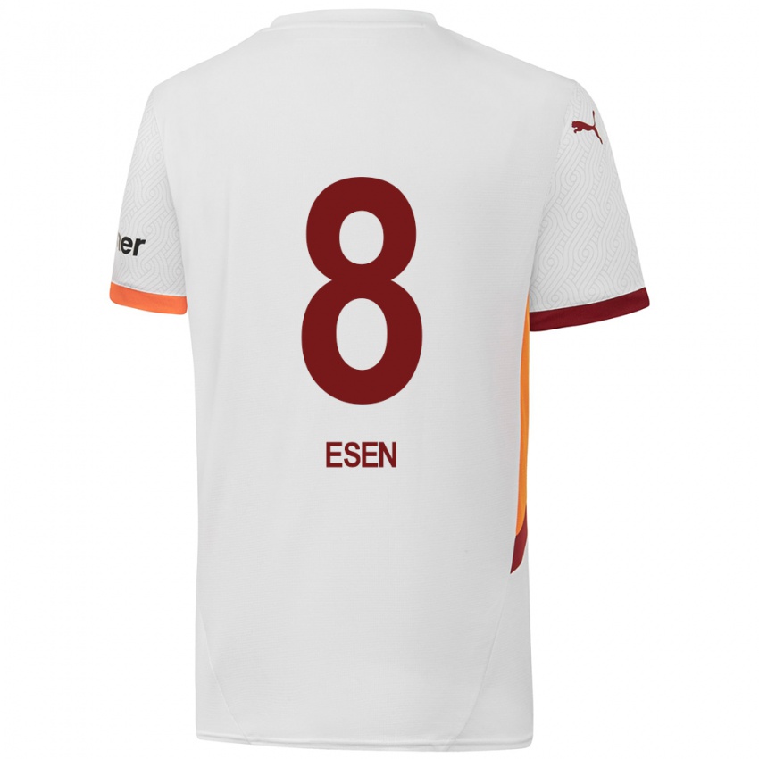 Uomo Maglia Emine Ecem Esen #8 Bianco Giallo Rosso Kit Gara Away 2024/25 Maglietta