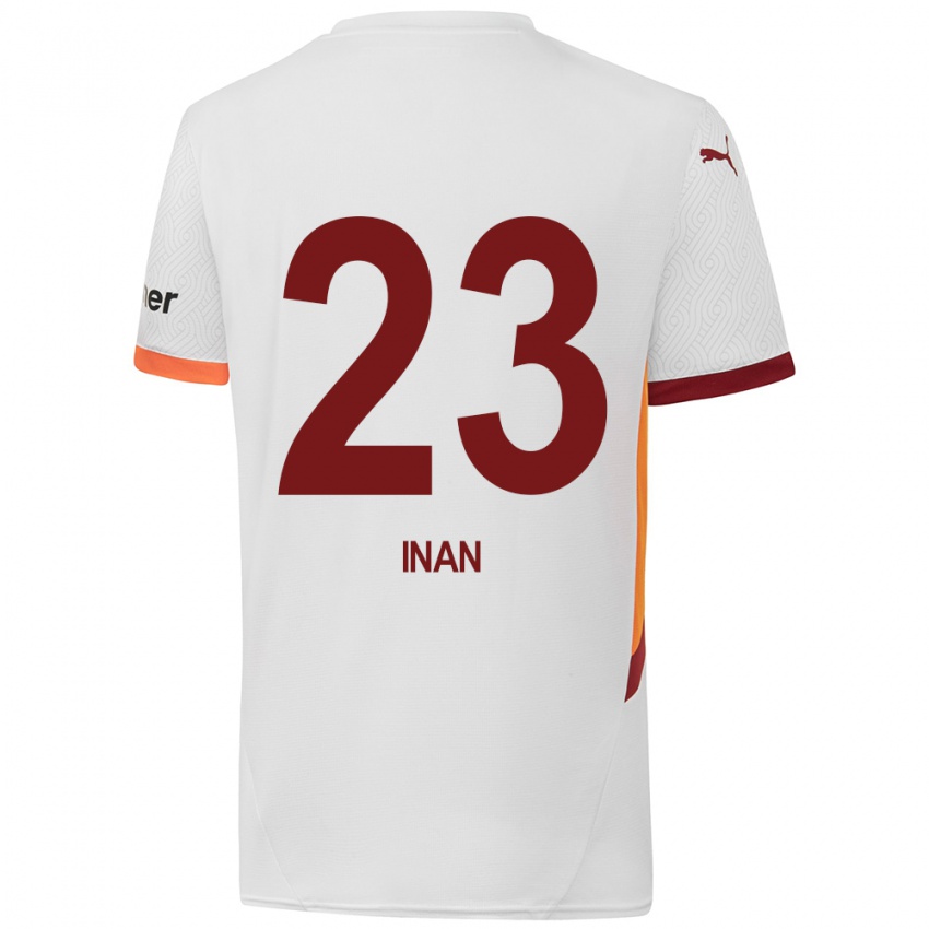 Uomo Maglia Müge İnan #23 Bianco Giallo Rosso Kit Gara Away 2024/25 Maglietta