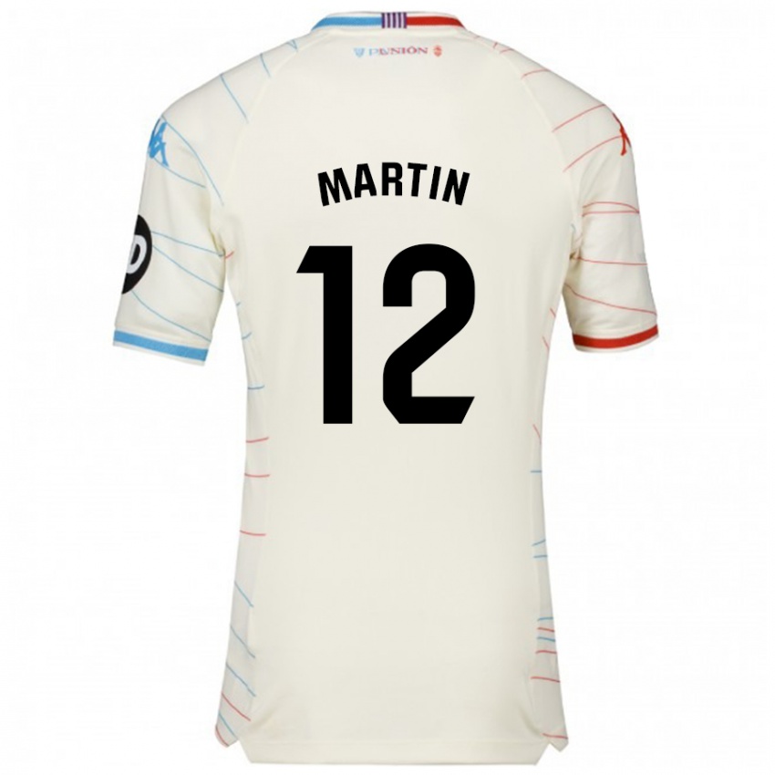 Uomo Maglia Mario Martin #12 Bianco Rosso Blu Kit Gara Away 2024/25 Maglietta