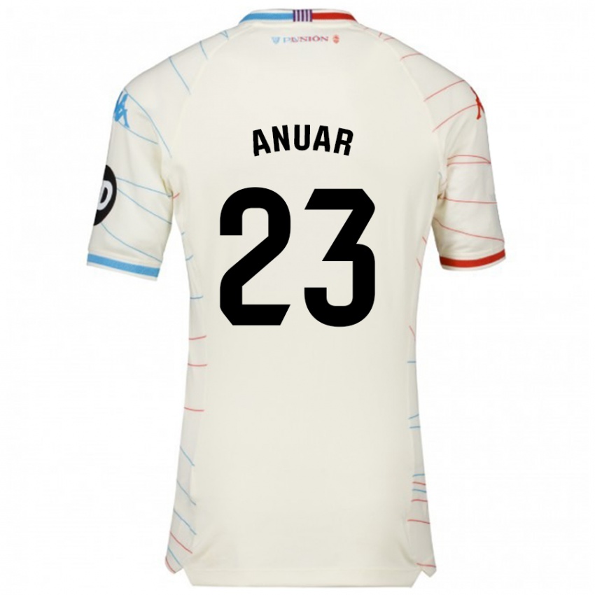 Uomo Maglia Anuar #23 Bianco Rosso Blu Kit Gara Away 2024/25 Maglietta