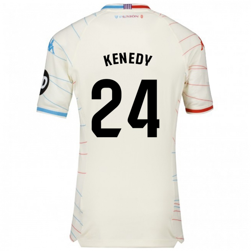 Uomo Maglia Kenedy #24 Bianco Rosso Blu Kit Gara Away 2024/25 Maglietta