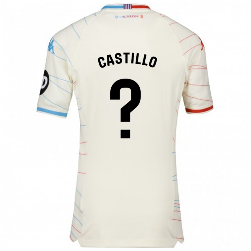 Uomo Maglia Gonzalo Castillo #0 Bianco Rosso Blu Kit Gara Away 2024/25 Maglietta