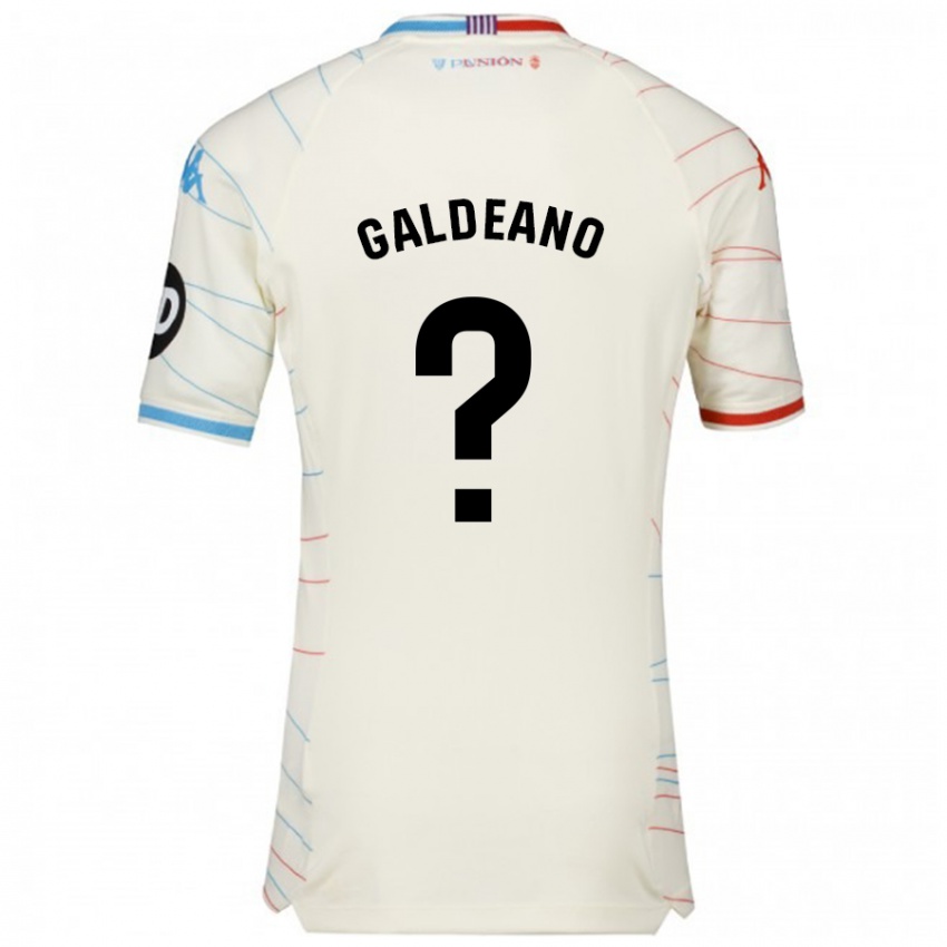 Uomo Maglia Alejandro Galdeano #0 Bianco Rosso Blu Kit Gara Away 2024/25 Maglietta