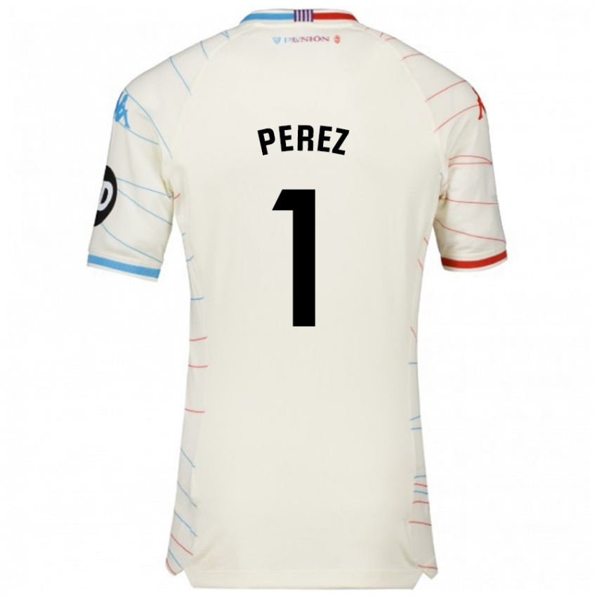 Uomo Maglia Fer Pérez #1 Bianco Rosso Blu Kit Gara Away 2024/25 Maglietta