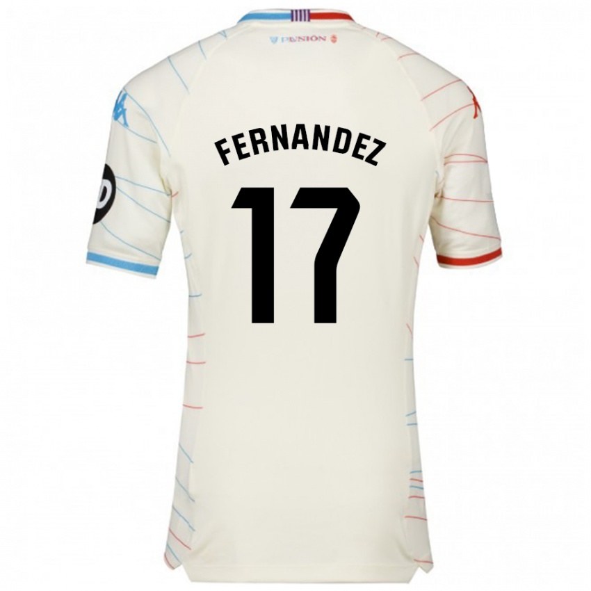 Uomo Maglia Dani Fernández #17 Bianco Rosso Blu Kit Gara Away 2024/25 Maglietta