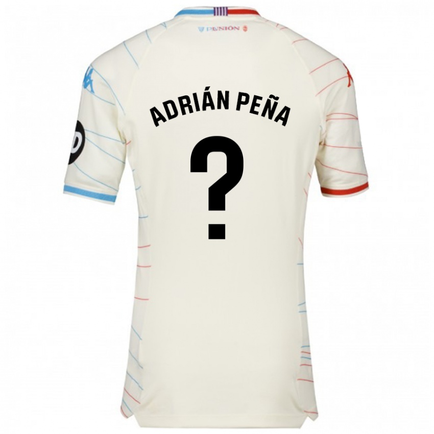 Uomo Maglia Adrián Peña #0 Bianco Rosso Blu Kit Gara Away 2024/25 Maglietta