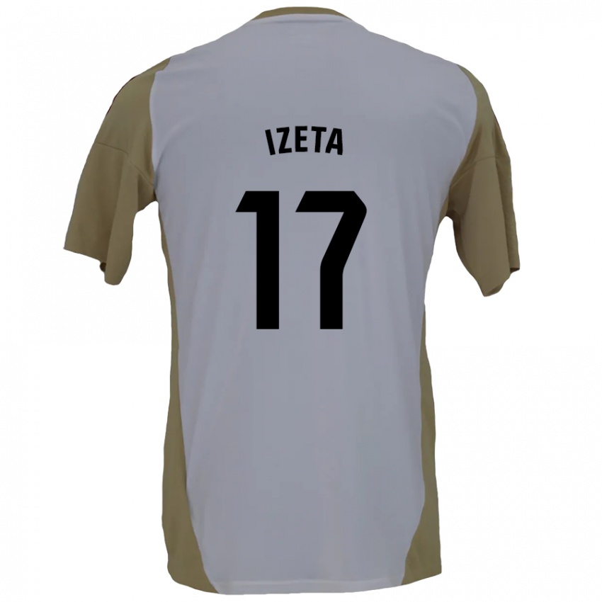 Uomo Maglia Urko Izeta #17 Marrone Bianco Kit Gara Away 2024/25 Maglietta