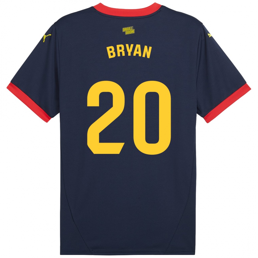 Uomo Maglia Bryan Gil #20 Rosso Navy Kit Gara Away 2024/25 Maglietta