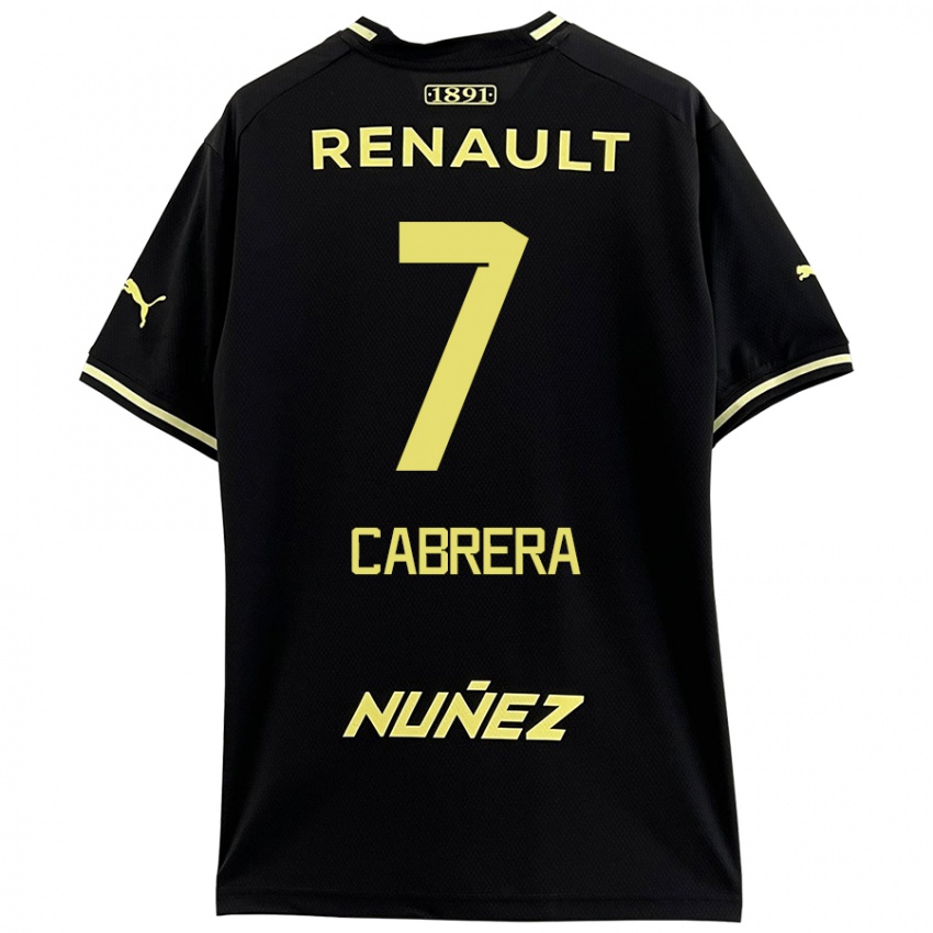 Uomo Maglia Javier Cabrera #7 Nero Giallo Kit Gara Away 2024/25 Maglietta