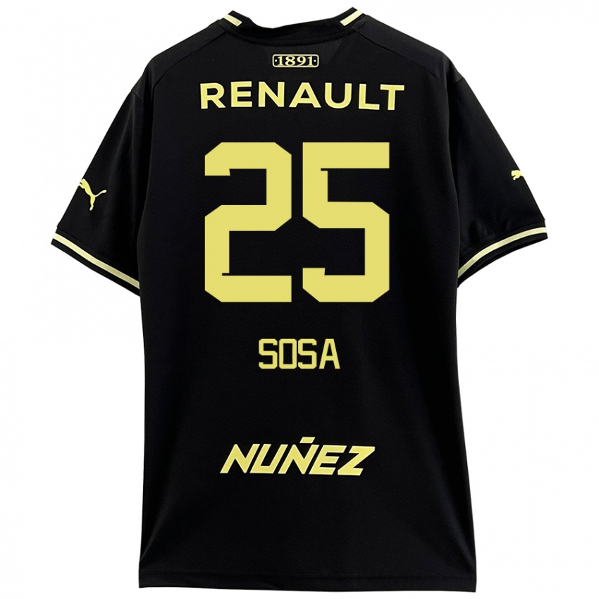 Uomo Maglia Ignacio Sosa #25 Nero Giallo Kit Gara Away 2024/25 Maglietta