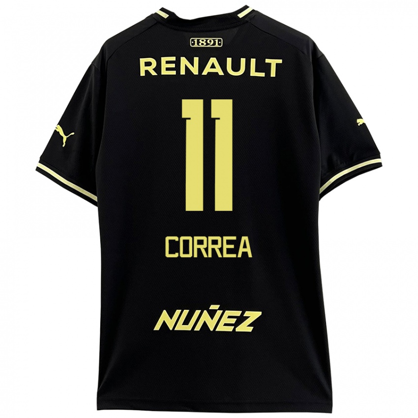 Uomo Maglia Franco Correa #11 Nero Giallo Kit Gara Away 2024/25 Maglietta